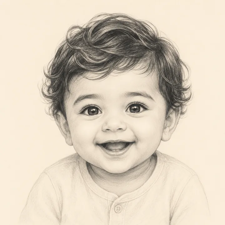 A warm baby portrait representing the name Emiliano.