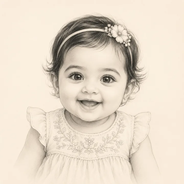 A warm baby portrait representing the name Haseena.
