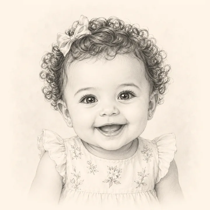 A warm baby portrait representing the name Laura Anne.