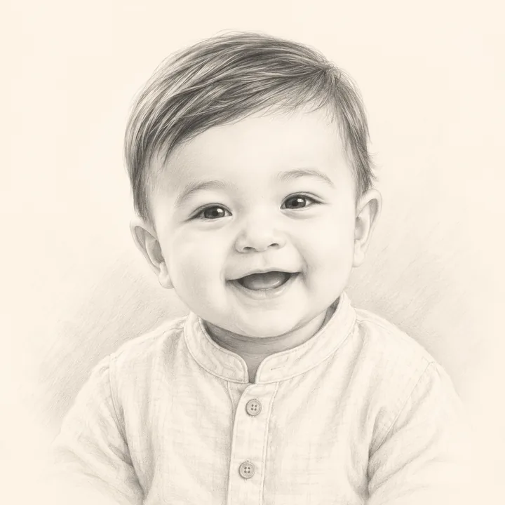 A warm baby portrait representing the name Dillon.