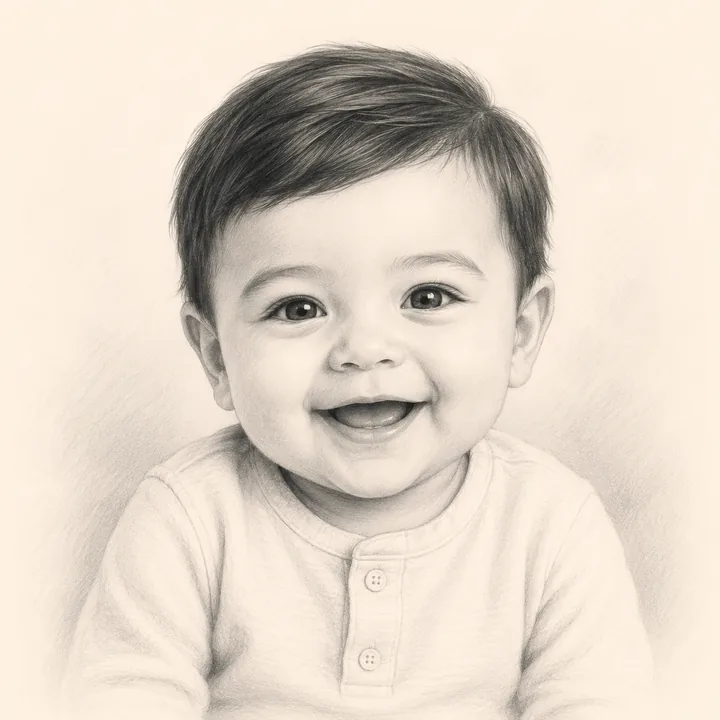A warm baby portrait representing the name Anjaneyulu.