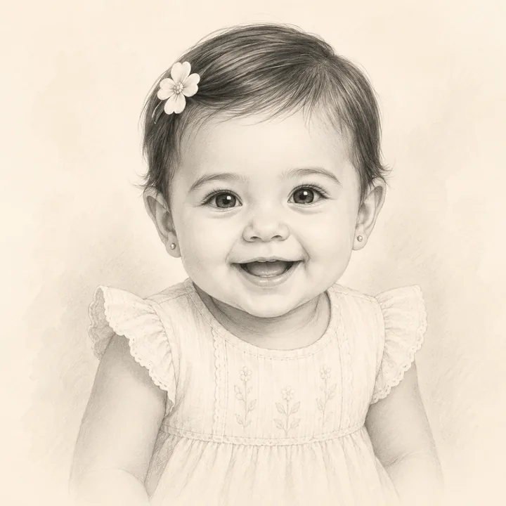 A warm baby portrait representing the name Chua.
