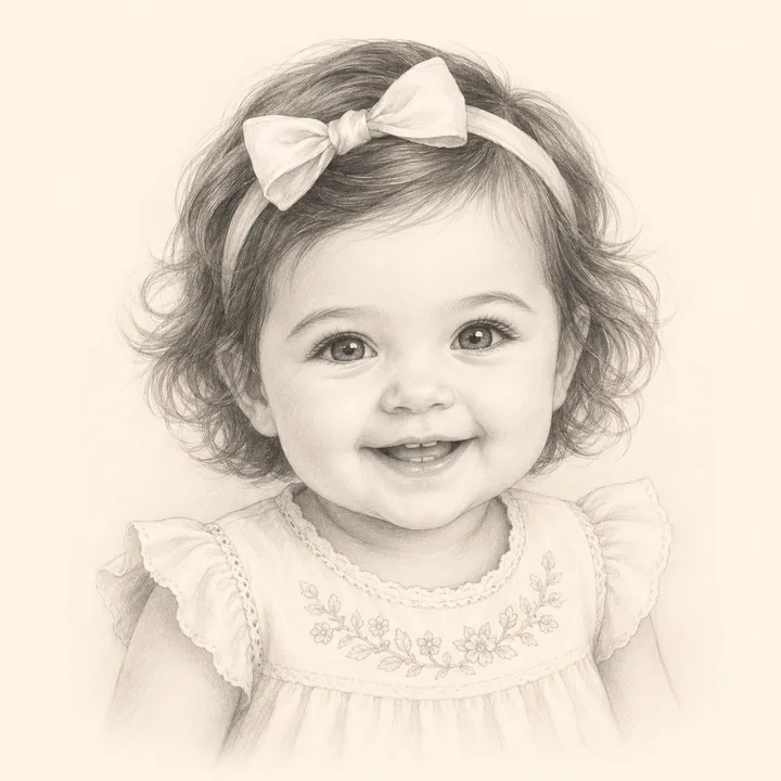 A warm baby portrait representing the name Francesca.